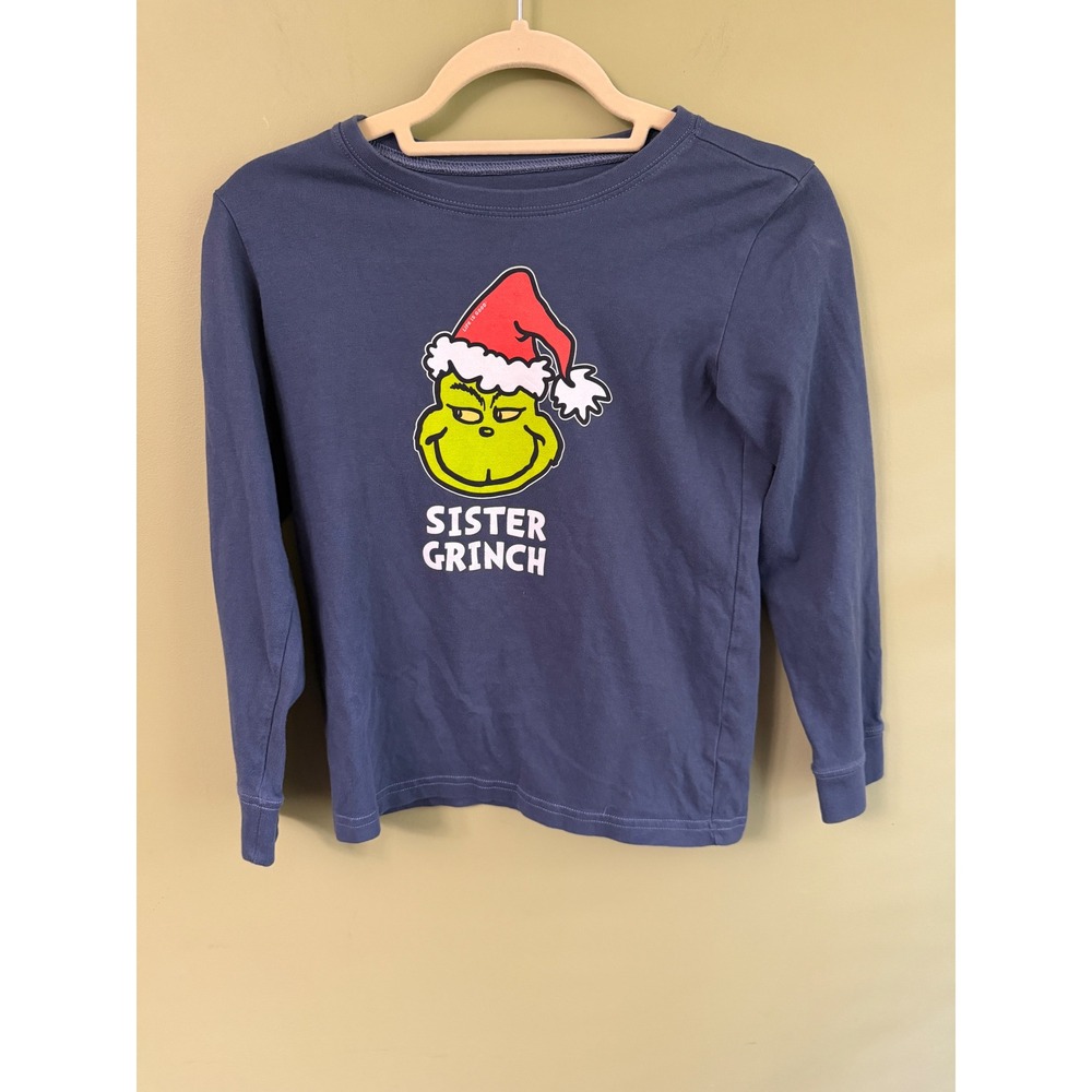 Life is Good Kids Crusher Long Sleeve Sister Grinch Navy Blue Shirt Large L